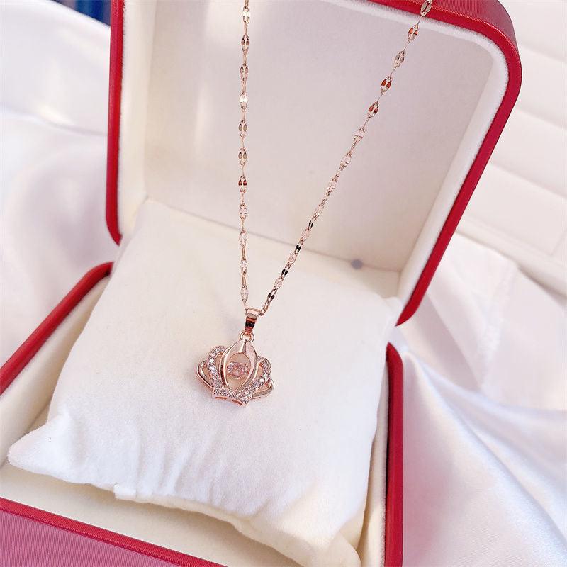 Simple Full Diamond Perfume Bottle Clavicle Chain Necklace