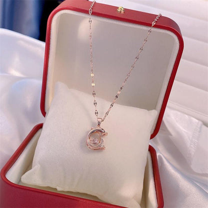 Simple Full Diamond Perfume Bottle Clavicle Chain Necklace