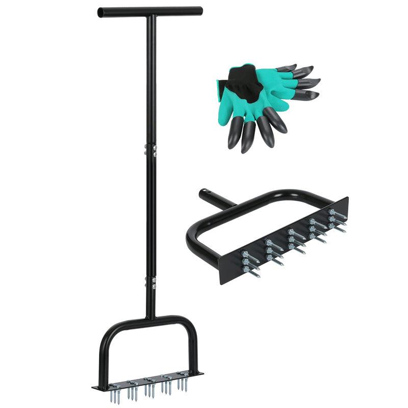 Garden Compacted Soil Aerator Tool Detaching Rake 15 Iron Spikes For Yard