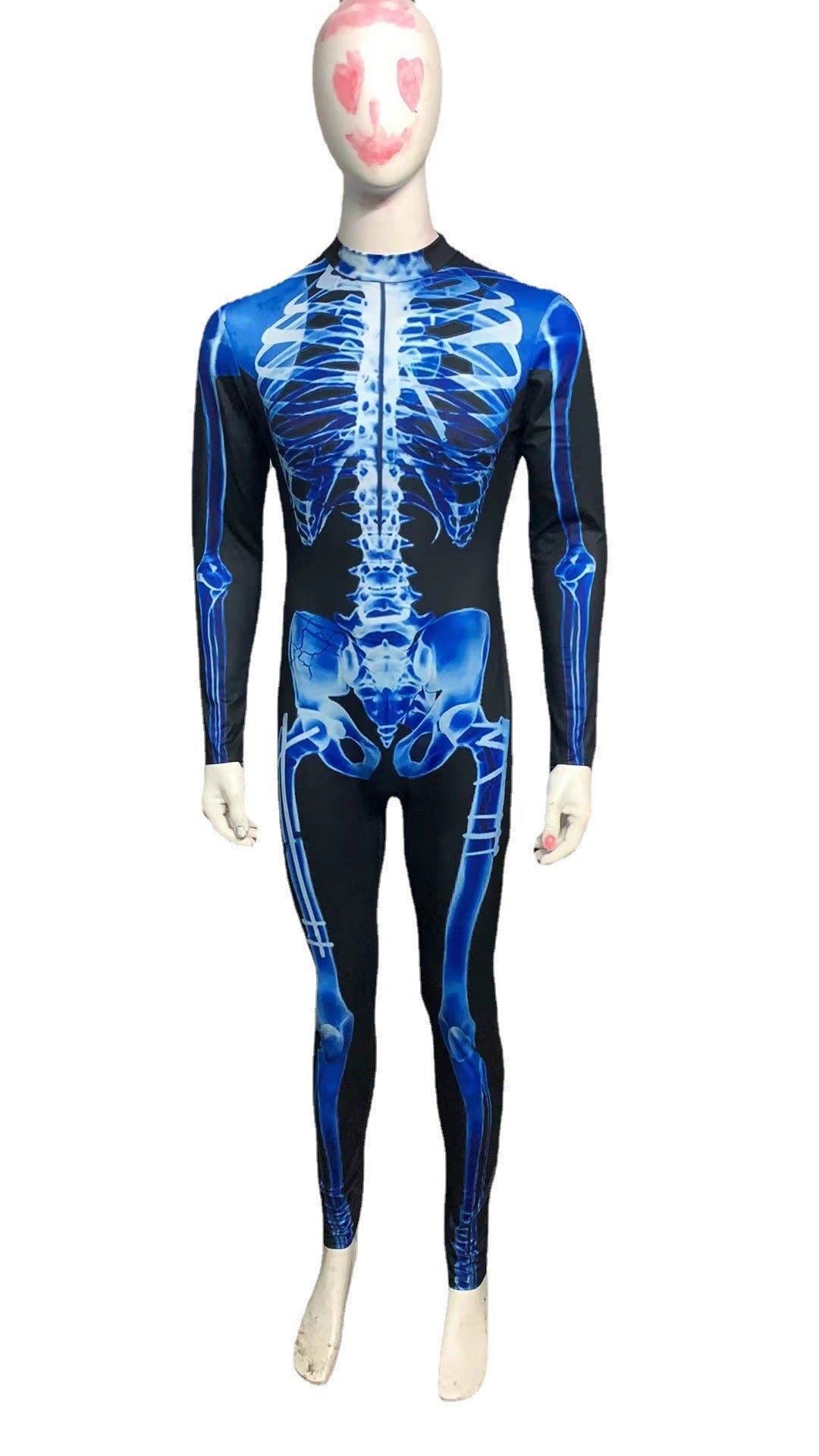 Halloween Adults See-through Skeleton 3D Printed One-piece-Long Sleeve Tights