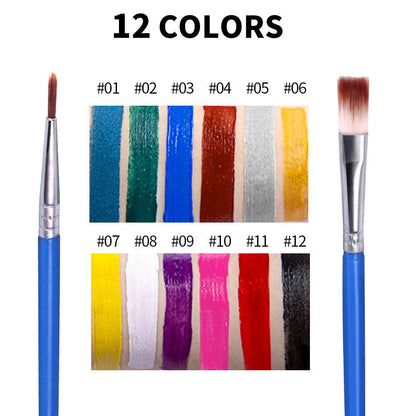 Fit Colours12-colour face paint palette that is water-soluble and suitable for body painting.