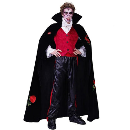 Couples' Halloween Costume with Rose Embroidery for Vampire Stage Performances