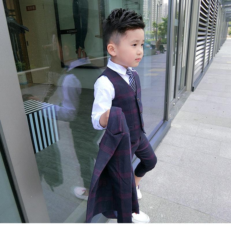 Boys Stylish Classic Check Trouser Set-3 Pc