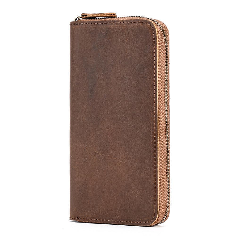 Wallets Genuine Leather Long Style Wallets With Zip - Mens