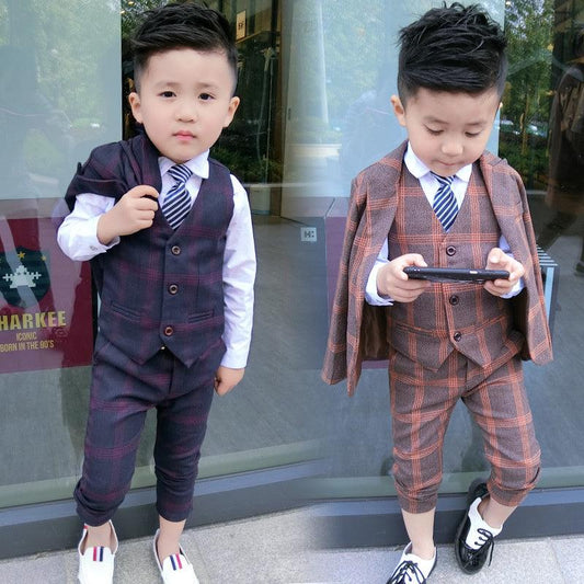 Boys Stylish Classic Check Trouser Set-3 Pc