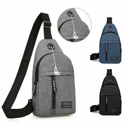 Mens Sling Bag Cross Body Handbag Chest Bag Shoulder Pack Sports Travel Backpack Grey