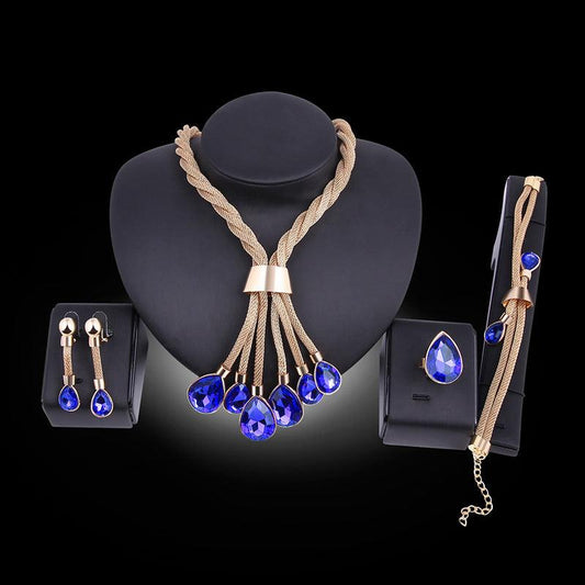 Beautiful Necklace Earrings Jewellery Set Four-piece-Gilded