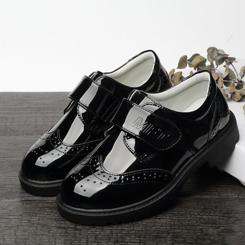 Boys Leather Black British Style Shoes