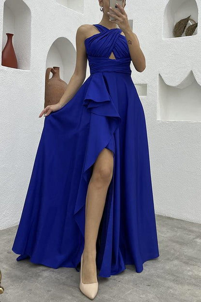 Women's Sleeveless Solid Colour Irregular Long Dress