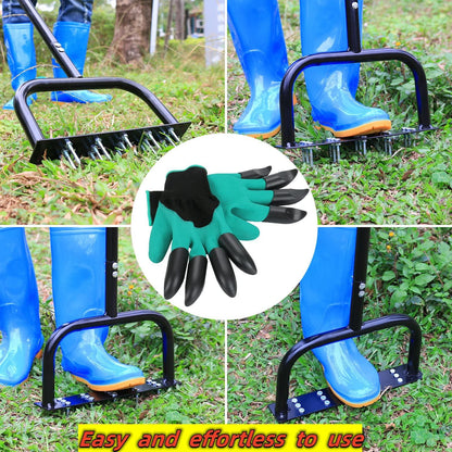 Garden Compacted Soil Aerator Tool Detaching Rake 15 Iron Spikes For Yard