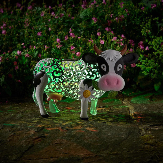 Daisy Cow Solar Light: A Resin Garden Decoration