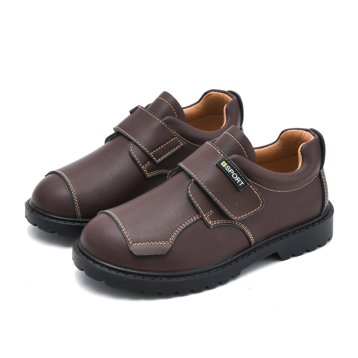 Boys Black Leather Shoes- Velcro