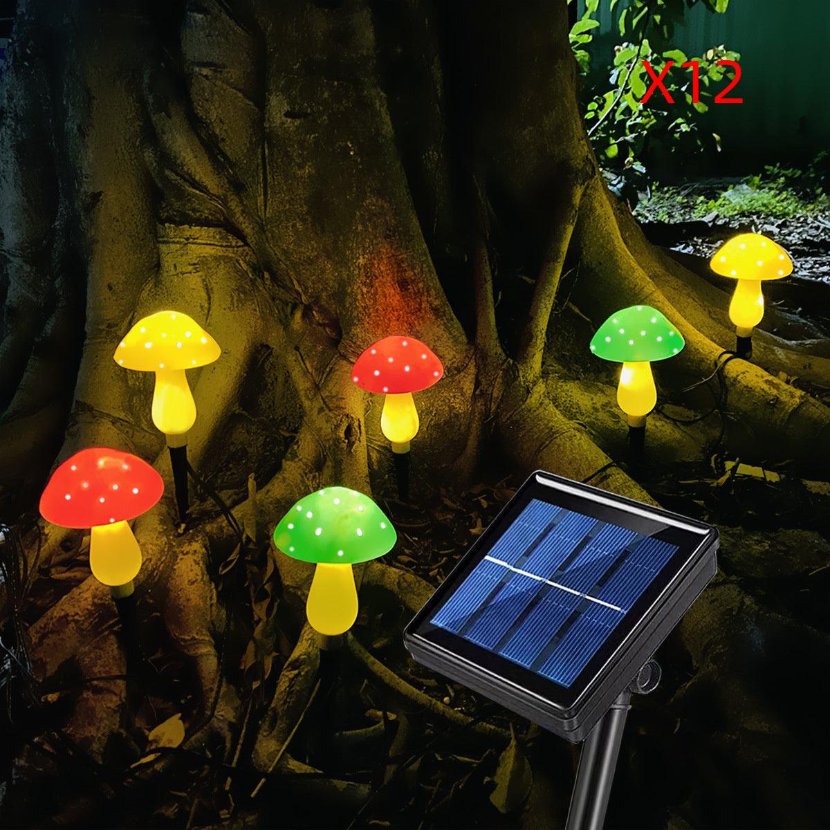 Solar-Powered Plastic Mushroom Night Light for Outdoor Spaces such as Courtyards, Gardens, Balconies, and Lawns - Waterproof Landscape Ornament with Colourful Illumination