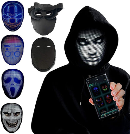 Halloween Face Masks Full Colour LED Luminous Changing Mask- Silicone - Party Bar Props