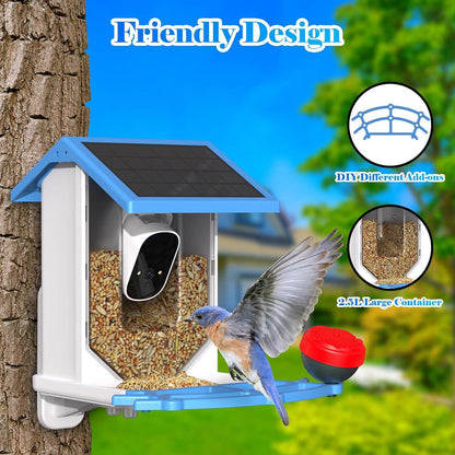 Smart Bird Feeder With Camera,Solar-Powered WiFi 4MP Live Camera,AI Identify,Auto Capture & Motion Detection