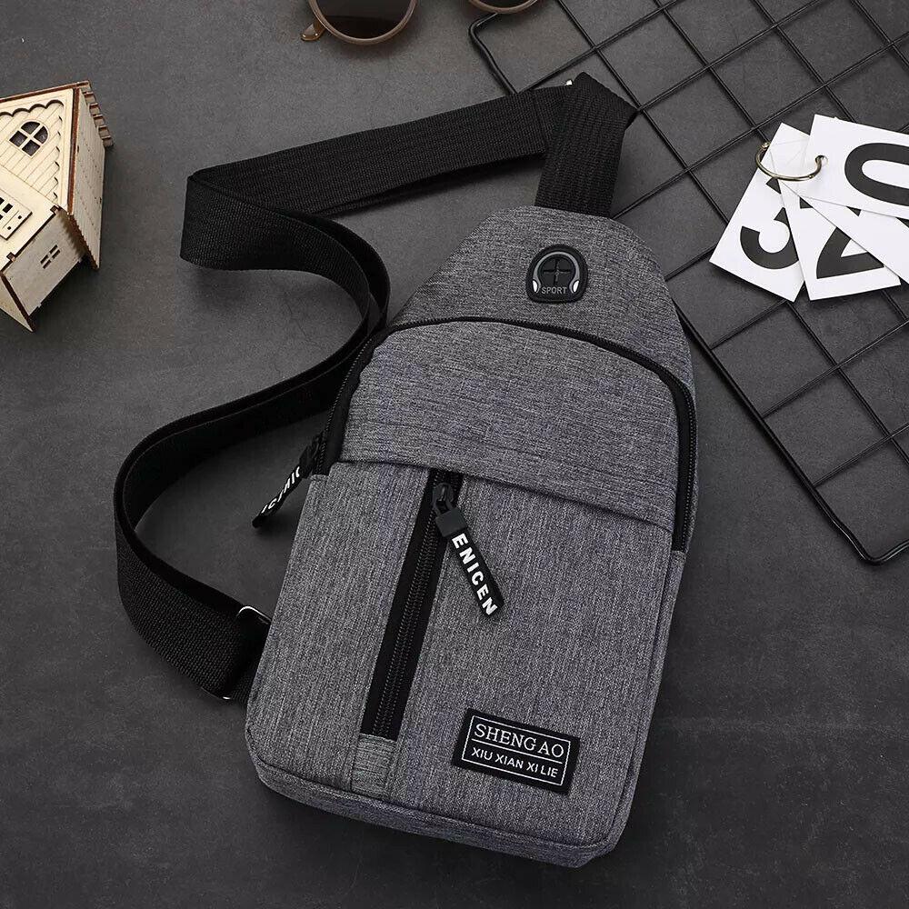 Mens Sling Bag Cross Body Handbag Chest Bag Shoulder Pack Sports Travel Backpack Grey