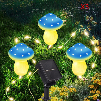 Solar-Powered Plastic Mushroom Night Light for Outdoor Spaces such as Courtyards, Gardens, Balconies, and Lawns - Waterproof Landscape Ornament with Colourful Illumination