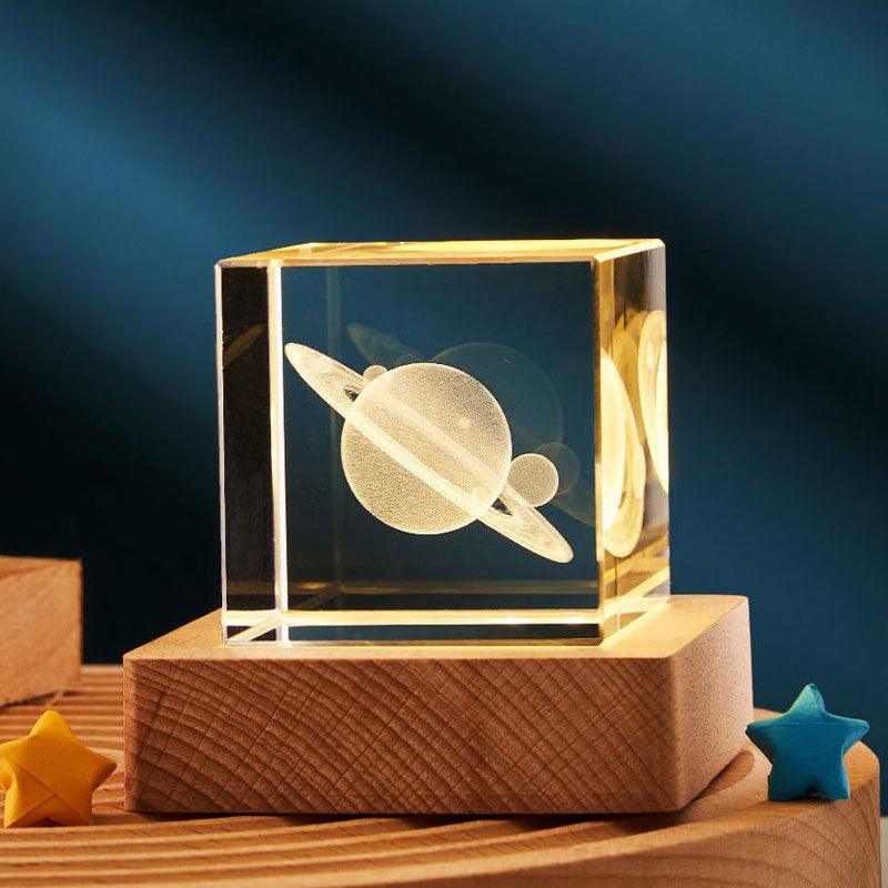 Home Decor-Transparent Crystal Cube Desktop Decoration Small Night Lamp