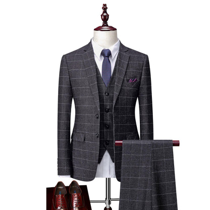 Mens 3Pc Stylish Pattern Checked Suit