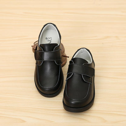 Boys Black Leather Single Shoes