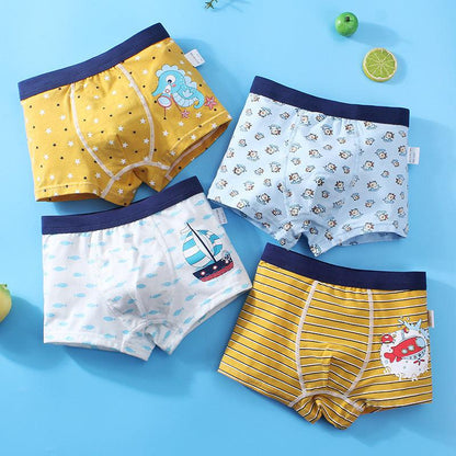 Boys Cartoon Cotton Boxer Shorts X 4