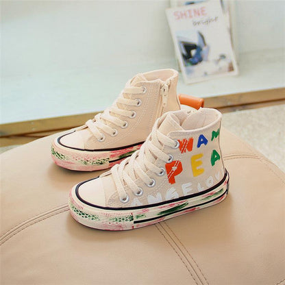 Unisex Canvas Casual High-top Graffiti Shoe Boots