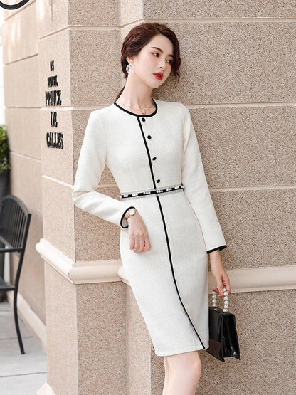 Ladies White-collar Formal Professional Dress