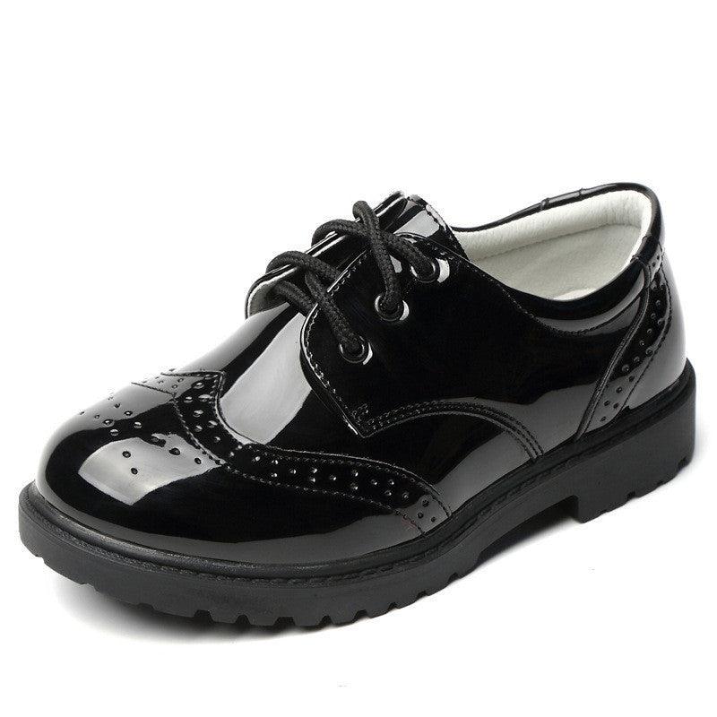 Boys Leather Black British Style Shoes