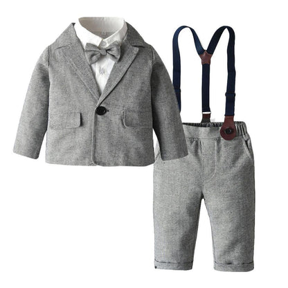 Boys 3 - 4Pc Suits Stylishly Fashionable With Braces