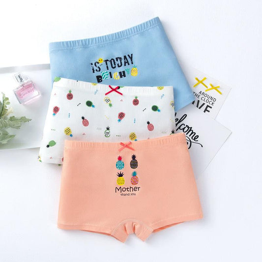 Girls Creative Print Cotton Underwear Boxer Set X3