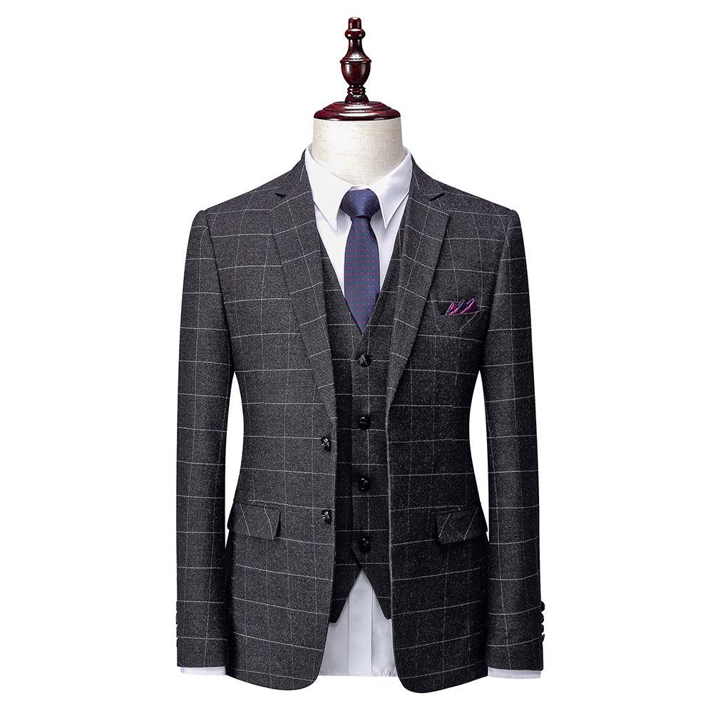 Mens 3Pc Stylish Pattern Checked Suit