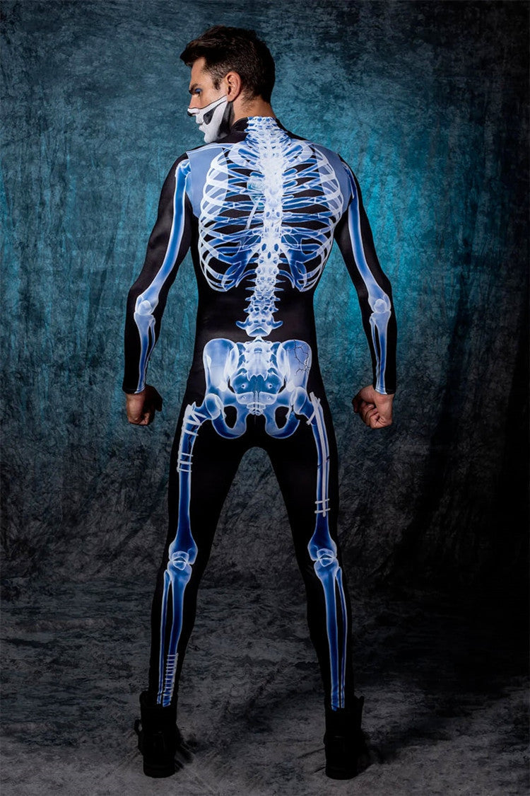 Halloween Adults See-through Skeleton 3D Printed One-piece-Long Sleeve Tights