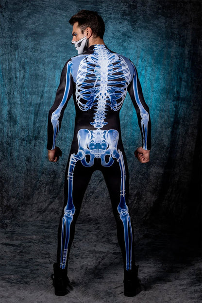 Halloween Adults See-through Skeleton 3D Printed One-piece-Long Sleeve Tights