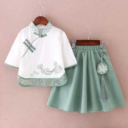 Girls' Antique Summer Chinese Style Skirt