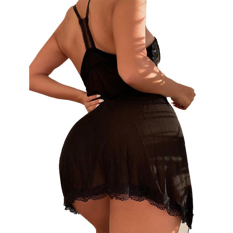 Ladies Black Lace Mesh Mini Skirt Erotic Lingerie