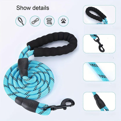 Adjustable Waist Rope Leash Padded Handle Reflective Lead