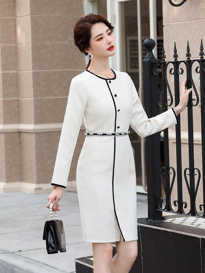 Ladies White-collar Formal Professional Dress