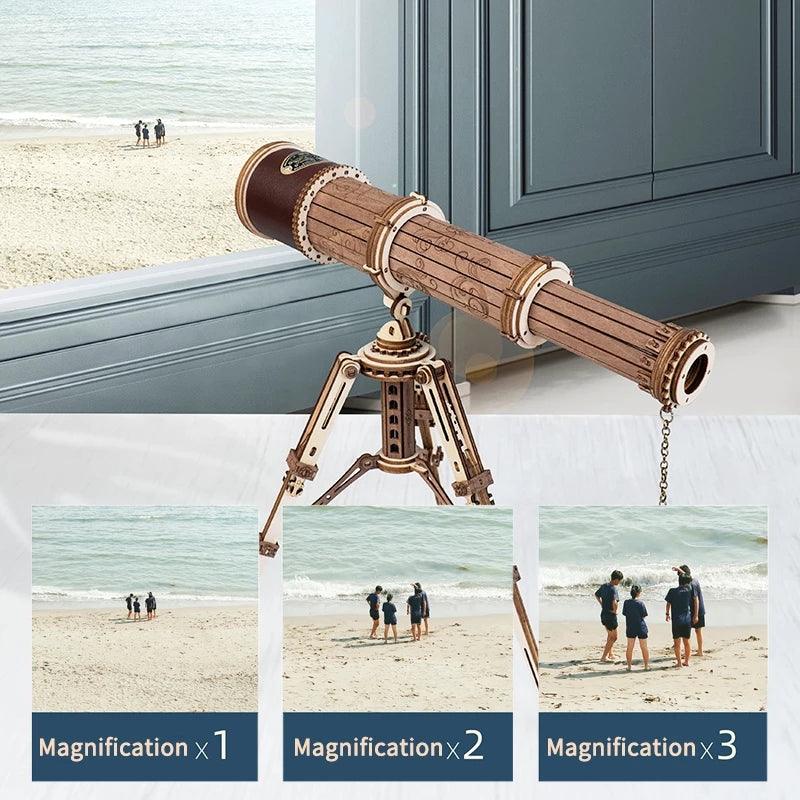 Children's Toys Monocular Telescope 3D Wooden Puzzle Game Assembly