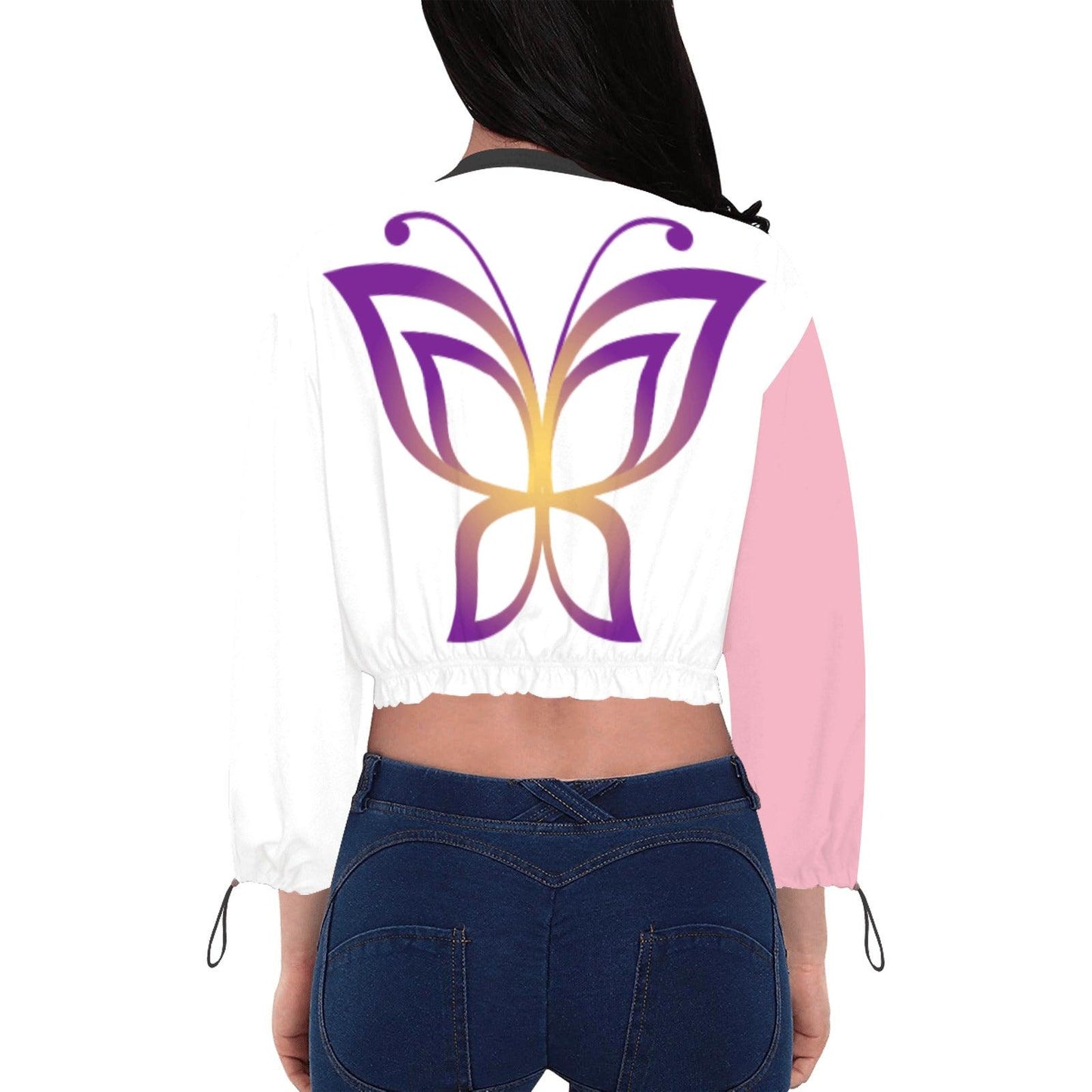 Fayziebobs "Pink Arm- Big Back Butterfly"- Cropped Jacket