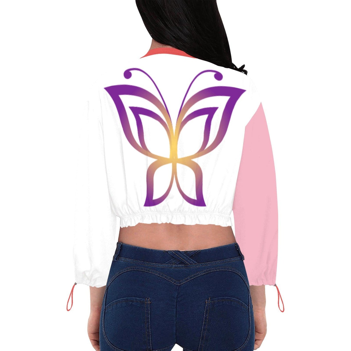 Fayziebobs "Pink Arm- Big Back Butterfly"- Cropped Jacket