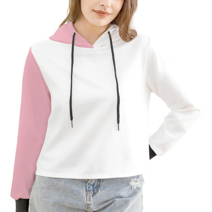 Fayziebobs Pink & White Butterfly Cropped Hoodie