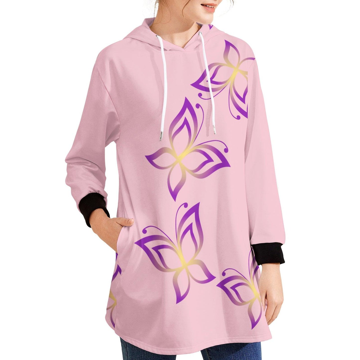 FayzieBobs Curved Butterfly Hoodie Mini Dress