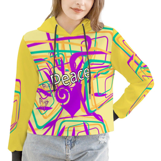 Fayziebobs Yellow.Peace Heart Cropped Hoodie